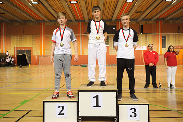 Le podium des Minimes homme, de gauche à droite : Dorian Kibler, Nathan Kreim et Thomas Strock-Huttepain ©CAB