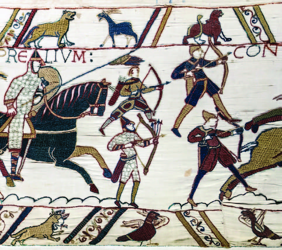 Extrait de la scène 51 de la tapisserie de Bayeux - Archers normands pendant la bataille d’Hastings (XIe siècle)